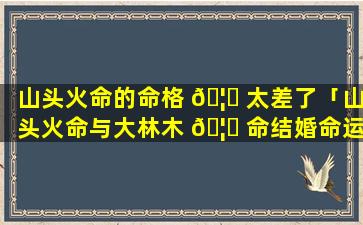 山头火命的命格 🦉 太差了「山头火命与大林木 🦍 命结婚命运怎么样」